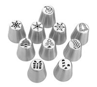 Joyzan 23pcs Russian Piping Nozzles, Christmas Piping Tips Stainless Steel Flower Grass Piping Nozzle Cake Decorating Set Icing Frosting Baking Supplies Kit with Converter Sandbag for Cupcake Cookie