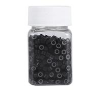 Joyzan 5mm Silicone Lined Links Beads, 500Pcs Aluminum Seamless Micro Rings Nano Beads Locks Link Hook Bead Device Tube Tool Loops Threader for Barber Bonding Human Hair Feather Extensions(Black)