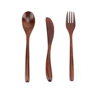 Joyzan Bamboo Travel Cutlery Set, Reusable Spoon Fork Knife Wooden Cutlery Camping Tableware Portable Flatware Combo Kit Utensils Kitchen Cooking Tools Lunch Boxes Workplace School Picnic Dishwasher