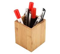 Joyzan Bamboo Wood Pen Holder, Multifunction Desk Pencil Cup Organizer Stationery Storage Rack Compact Desktop Tidy Organiser Makeup Brush Stand Multipurpose Pot for Home School Kids Art Supplies