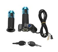 Joyzan Bike Throttle Grip, 12V-99V Handlebar Scooter Half Wrist Twist Grip with Power Key Locker LED Display Ebike Electric Speed Control Handle Bar Waterproof for Motorbike Motorcycle E-Bike(Blue)