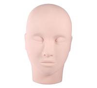 Joyzan Eyelash Mannequin Head, Training Make Up Practice Flat Head Soft Touch Tattoo Cosmetology Doll Face Painting Model Silicone Makeup False Cosmetologist Extension Tool for Making up Wigs