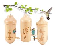 Joyzan Hummingbird House, Small Wooden Bird Houses Outside Solid Wood Handcrafted String Hanging Kit Cute Gardening Gifts Humming Bird Nest Swinging Home Decoration Garden Decor Nesting Outdoor 3 Pack