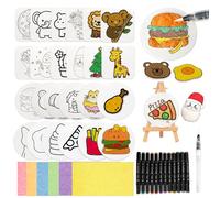 Joyzan Magic Puffy Paint, 24 Different Patterns Magic 3D Foam Texture Painting Kit 12 Colored Markers Textured Drawing Set Paint Paper Aqua Puffs with Easel Christmas Craft Gift for Kids Handmade DIY