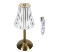 Joyzan Table Lamp Vintage Cordless, Crystal Ambient Light Acrylic Flower Shade Rechargeable Touch Led Dimmable and 3 Color Temperature Adjustment 1200Mah Antique Brass Base Night