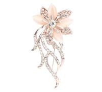 Joyzan Women Rhinestones Pin, Women's Fashion Alloy Flower Pink Brooch Crystal Leaf Brooches Lapel Pins Dress Accessories Jewelry Boutonniere Corsage Clothing Decoration for Wedding Birthday Party