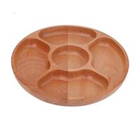 Joyzan Wooden Round Shape Food Divided Plate, Serving Platter Appetizer Tray Wooden Divided Plates for Adults and Kids Dessert Snack Dish Tableware Tray Reusable Breakfast Round Plates (30cm)