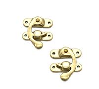 Joyzol Antique Hook Hasp, 100% Solid Brass Swing Arm Clasp Latch 2Pack Vintage Style Left and Right Hook Latch with Mounting Screws for Suitcase Jewelry Box Toolbox Cabinet 42 * 37mm