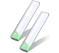 Joyzy 2 Pack Automatic Wardrobe Lights,24 LED Wireless Under Cupboard Light, Two Modes Motion Kitchen Cabinet Lighting, Rechargeable Lights with Eye-Protection DesignCloset Lighting(20cm, Two Pack)