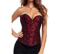 JozAdy Women's Basque Gothic Lace up Boned Overbust Corset Bustier Top Plus Size 6-24