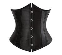JozAdy Women's Satin Underbust Corset,Waist Trainer Cincher, Adjustable Lace Up Front Busk Body Shaper, Vintage Gothic Steampunk Victorian Corset Top for Daily Wear, Halloween & Burlesque Costume