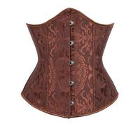 JozAdy Women's Satin Underbust Corset,Waist Trainer Cincher, Adjustable Lace Up Front Busk Body Shaper, Vintage Gothic Steampunk Victorian Corset Top for Daily Wear, Halloween & Burlesque Costume