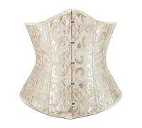 JozAdy Women's Satin Waist Cincher Lace up Boned Underbust Corset Basque Shaper Bustier Top