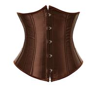 JozAdy Women's Satin Waist Cincher Lace up Boned Underbust Corset Basque Shaper Bustier Top