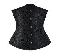 JozAdy Women's Satin Waist Cincher Lace up Boned Underbust Corset Basque Shaper Bustier Top