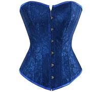JozAdy Women's Satin Waist Training Lace Up Boned Overbust Corset Clubwear Shapewear Blue Plus Size (8-10, Blue)