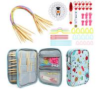 JOZEA 62 Pcs Circular Knitting Needles Set with Organizing Case, Including Cicular Tube Bamboo Knitting Needles and Knitting Accessories