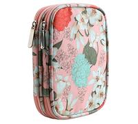 JOZEA Crochet Hook Case - Empty Double Zipper Travel Organiser Bag (18x14x4cm) - Storage for Ergonomic Needles & Knitting Accessories, Pink Lily (Bag Only)