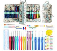 JOZEA Crochet Kits - Ergonomic Handles Crochet Hooks Set in Various Sizes, Accessories Kit with Portable Organizer Bag, Light Green