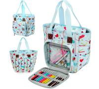JOZEA Knitting Bag and Organiser - Large Yarn Storage Bag, Portable Handheld Crochet Hook Organiser Pouch for Wool Skeins, Long Knitting Needles,Alpaca