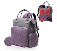 JOZEA Knitting Bag Backpack with Top Handles, Large Craft Bag Organiser for Knitting Accessories, Wool Storage and Crochet Projects, Portable 2-Way Travel Craft Backpack, Violet