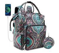 JOZEA Knitting Bag Backpack with USB Charging Port, Large Craft Organiser Bag for Knitting Accessories, Wool Storage for Crochet Projects, 2-Way Travel Bags and Totes(Paisley)