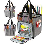 JOZEA Knitting Bag, Large Yarn Storage Organiser for Knitting Projects, Crochet Hooks & Needles, Portable Craft Tote for Knitters & Crocheters, Grey