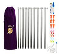 JOZEA Knitting Needles Set, 22PCS 2mm(B)-8mm(L) Stainless Steel Knitting Needles 35cm(14inch) with Knitting Needles Case, 49 Knitting Accessories