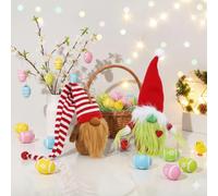 JOZEA Set of 2 Spring Gonk Elf Dwarf Figurines for Easter | Summer Holiday Festival Party Farmhouse Home Decorations & Scandinavian Tomte Gnomes