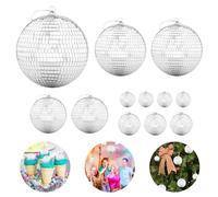 JOZMMZEOOA 12 Pack Mirror Balls Silver Disco Ball Glass Glitter Ball Disco Ball with Hanging Ring Decorations for Party or Dj Dance Light Effect Christmas Photo Props(0.7/1.1/1.9/2.7/3.9 inches)