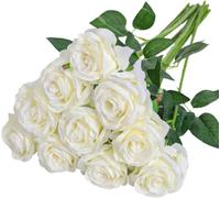 JOZMMZEOOA 12 Pcs 51*7cm (20*2.7in) Artificial Roses Velvet Fake Flowers