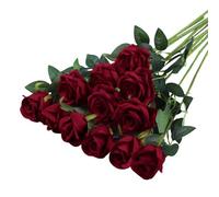 JOZMMZEOOA 12 Pcs 51*7cm (20*2.7in) Artificial Roses Velvet Fake Flowers