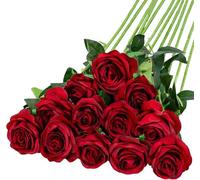JOZMMZEOOA 12 Pcs 51*7cm (20*2.7in) Artificial Roses Velvet Fake Flowers
