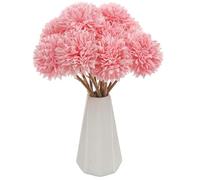 JOZMMZEOOA 12 Pcs Artificial Chrysanthemum Ball Flowers Artificial Hydrangea Bouquets Decorative Faux Ball Flowers Real Touch for Indoor Floral Arrangement Home Decoration (Pink)