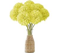 JOZMMZEOOA 12 Pcs Artificial Chrysanthemum Ball Flowers Artificial Hydrangea Bouquets Decorative Faux Ball Flowers Real Touch for Indoor Floral Arrangement Home Decoration (Yellow)