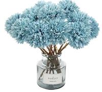 JOZMMZEOOA 12 Pcs Artificial Chrysanthemum Ball Flowers Artificial Hydrangea Bouquets Decorative Faux Ball Flowers Real Touch for Indoor Floral Arrangement Home Decoration (Light blue)