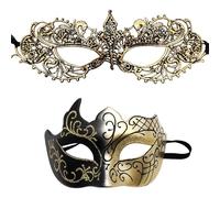 JOZMMZEOOA 2 Pcs Masquerade Masks for Women Men, Masquerade Masks For Couples Venetian Party Half Face Carnival Mask for Cosplay Costume Mask