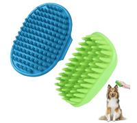 JOZMMZEOOA 2 Pieces Silicone Dog Brush, Bath Brush Dogs Brush Cat Dog Short Hair Comb Accessories for Dogs Grooming, for Removes Dead Hair Dirty Dust (Blue Green)
