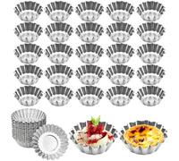 JOZMMZEOOA 25Pcs Mini Tart Tins Cake Muffin Moulds Pie Pans Tins Bakeware Cupcake Pudding Cookie Moulds Non-Stick Kitchen Resuable Baking Tools for DIY Making Party Picnic