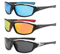 JOZMMZEOOA 3 Pack Polarized Cycling Sunglasses UV400 Protection Wrap Around Sports Goggles for Men Fishing Driving Running Golf Hiking Outdoor Shades