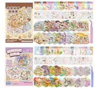 JOZMMZEOOA 40 Sets DIY 3D House Stickers Collection Book 3D Scene Simulated Miniature Cabin Simulated Scene Game Cute Cartoon Stickers for Adults and Kids, for Girls with Free Tweezers B)