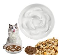 JOZMMZEOOA Anti-Glutton Cat Bowl, Pastel Colours Anti-Glutton Bowl, 16 x 16 x 3.2 cm, Interactive Labyrinth Design, Anti-Glutton, Slow Feeding Cat Bowl (White)