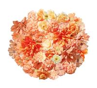 JOZMMZEOOA Artificial Flower Heads 40 PCS Assorted Faux Flowers Mini Silk Flower Heads Bulk Mix for DIY Wedding Party Hair Accessory Scrapbooking Home Decor (Orange)