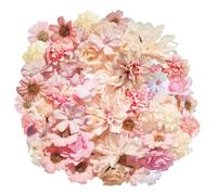 JOZMMZEOOA Artificial Flower Heads 40 PCS Assorted Faux Flowers Mini Silk Flower Heads Bulk Mix for DIY Wedding Party Hair Accessory Scrapbooking Home Decor (Pink)