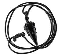 JOZMMZEOOA Hexagon Precious Stone Necklace, Divinatory Aura Crystals Gemstones Natural Crystal Pendant Cord Adjustable Black Leather, Suitable for Women and Men (Black Onyx)