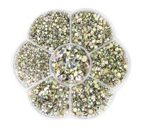 JOZMMZEOOA Hotfix Rhinestone Flatback 7 Sizes 15mm-48mm Round Glass Facial Gems Crystal Rhinestone Tool Kit for Clothes DIY Decoration Manicure Art Crafts (Gold)