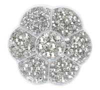 JOZMMZEOOA Hotfix Rhinestones Kit Iron On Rhinestones for Clothes Small Resin Gems for Nail Art Shiny Multicoloured Crafts Bedazzling Gems with Tweezers (Mixed Colors) (Silver)