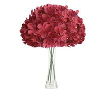 JOZMMZEOOA Hydrangea Artificial Flowers 3 Pieces Artificial Flowers 68 CM/26 Inches Fake Flowers Realistic Touch Faux Hydrangea Flowers, For Weddings,Offices,Cafes,Home Decor,Kitchens (Red)