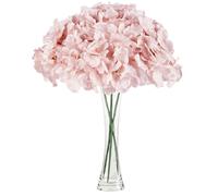 JOZMMZEOOA Hydrangea Artificial Flowers 3 Pieces Artificial Flowers 68 CM/26 Inches Fake Flowers Realistic Touch Faux Hydrangea Flowers, For Weddings,Offices,Cafes,Home Decor,Kitchens (Pink)