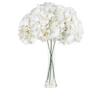 JOZMMZEOOA Hydrangea Artificial Flowers 3 Pieces Artificial Flowers 68 CM/26 Inches Fake Flowers Realistic Touch Faux Hydrangea Flowers, For Weddings,Offices,Cafes,Home Decor,Kitchens (White)